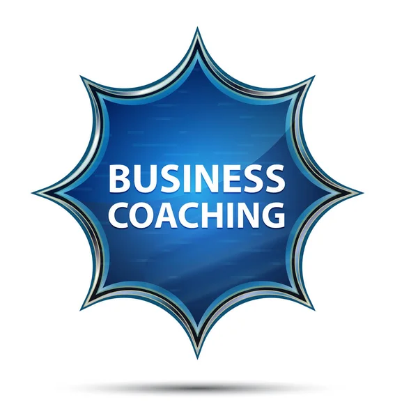 Business Coaching varázslatos üveges Sunburst kék gomb — Stock Fotó