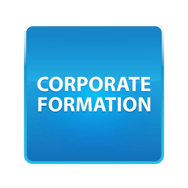 Corporate Formation glanzende blauwe vierkante knop — Stockfoto
