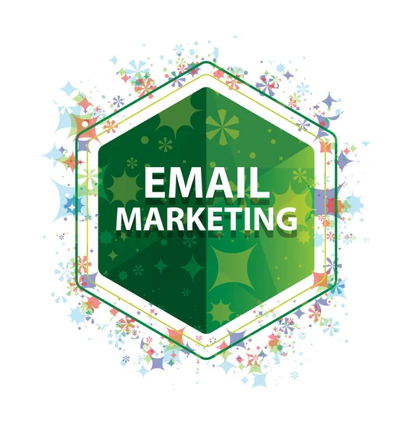 Email Marketing floreale piante modello verde esagono pulsante — Foto Stock