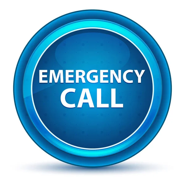 Botón redondo azul del globo ocular de la llamada de emergencia —  Fotos de Stock