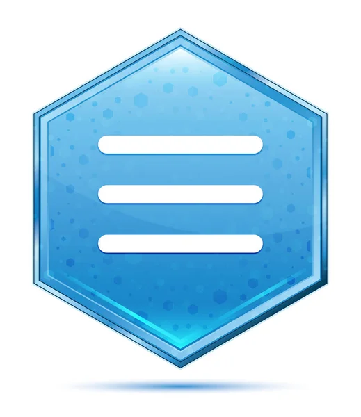 Hamburger barre de menu icône cristal bleu hexagone bouton — Photo