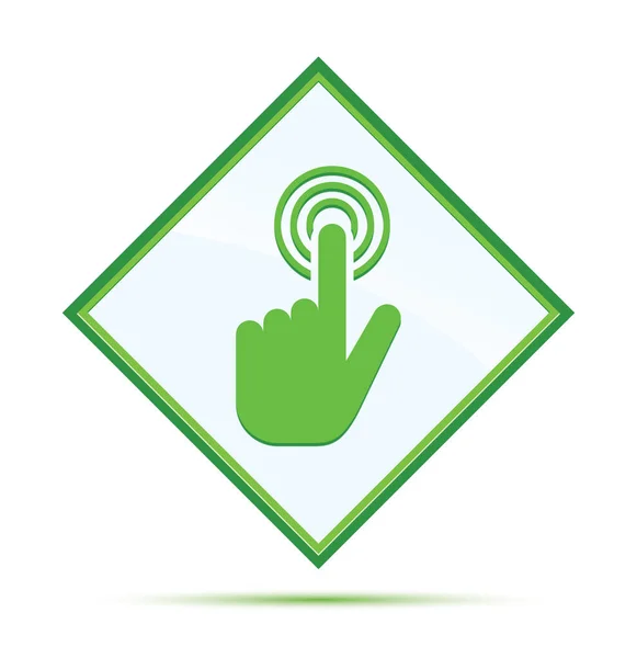 Mano cursor clic icono moderno abstracto botón de diamante verde — Foto de Stock