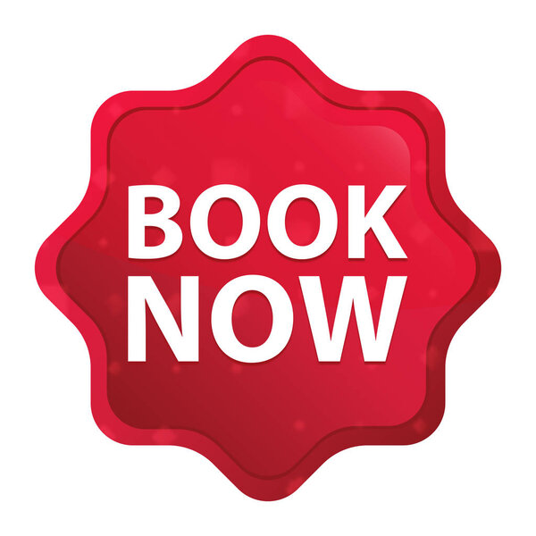 Забронировать Теперь туманный розовый красный звездопад наклейка кнопки
