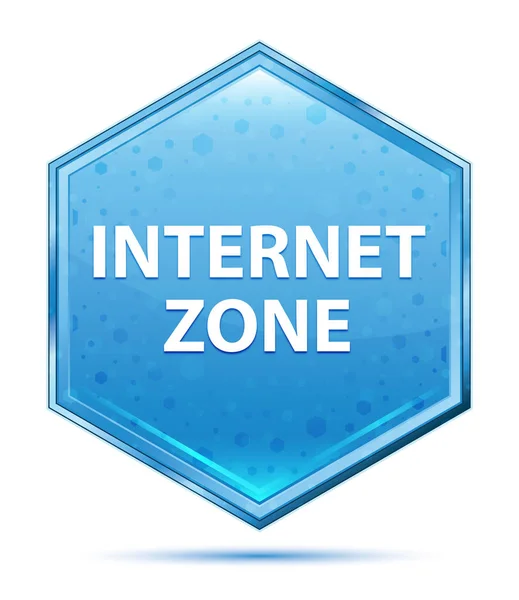 Zone Internet cristal bleu hexagone bouton — Photo