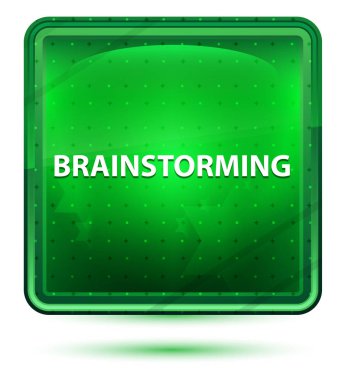 Beyin Fırtınası Neon Işık Yeşil Kare Düğmesi