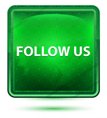Bizi Takip Edin Neon Işık Yeşil Kare Düğmesi