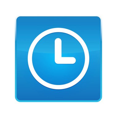 Saat simgesi parlak mavi kare düğme