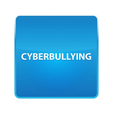 Cyberbullying parlak mavi kare düğmesi