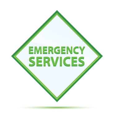 Acil Hizmetler modern soyut yeşil elmas düğmesi