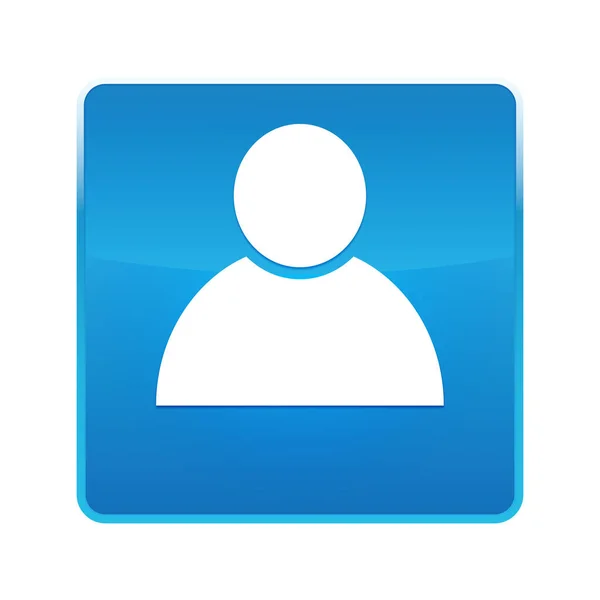Ícone de pessoa brilhante botão quadrado azul — Fotografia de Stock