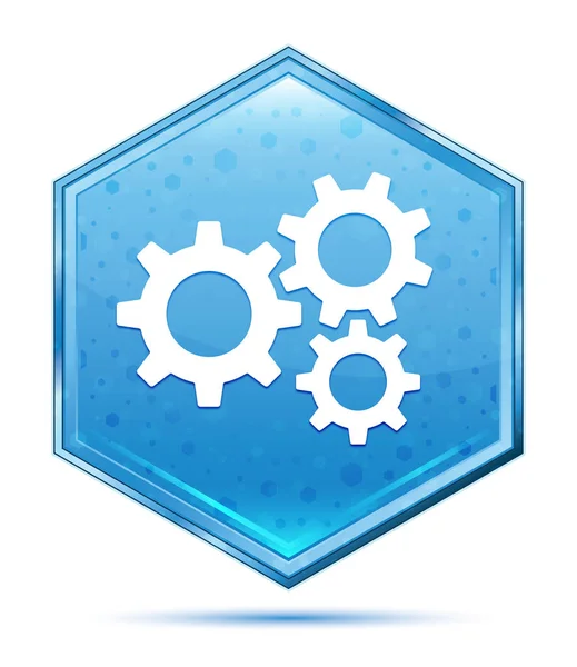 Inställningar kugghjul ikon kristallblå insexknapp — Stockfoto