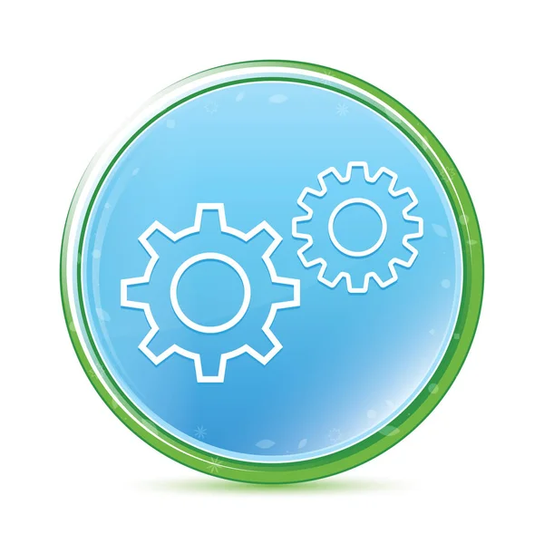 Settings process icon natural aqua cyan blue round button — Stock Photo, Image