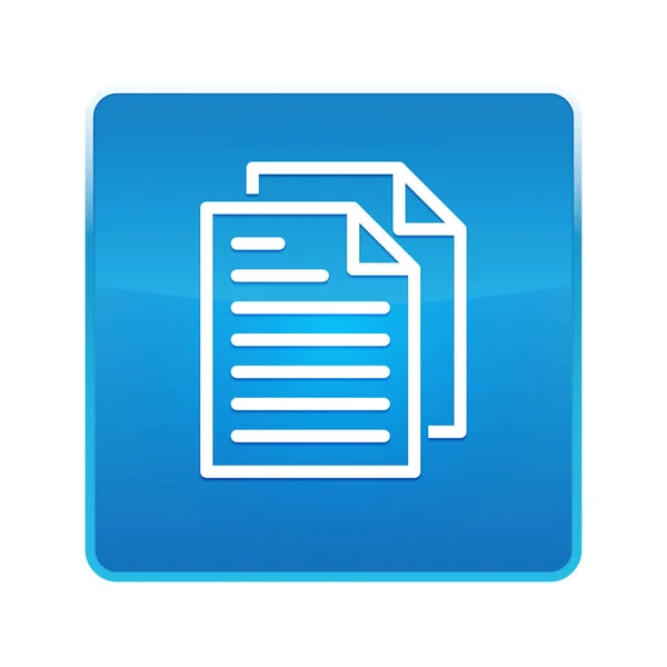 Pagine del documento icona blu lucido pulsante quadrato — Foto Stock