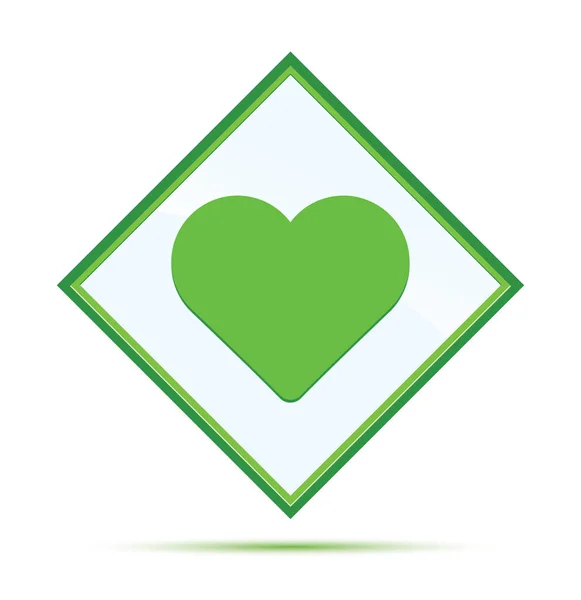 Corazón icono moderno abstracto botón de diamante verde —  Fotos de Stock
