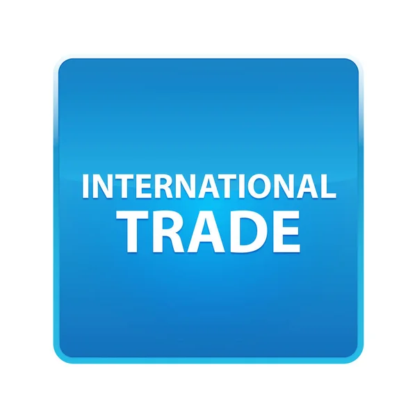 Commerce international brillant bouton carré bleu — Photo