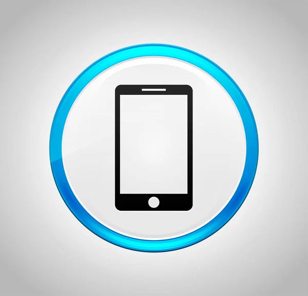 Pictograma Smartphone rotund albastru butonul de apăsare — Fotografie, imagine de stoc