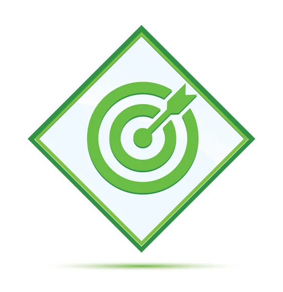 Ícone de seta alvo moderno abstrato botão diamante verde — Fotografia de Stock