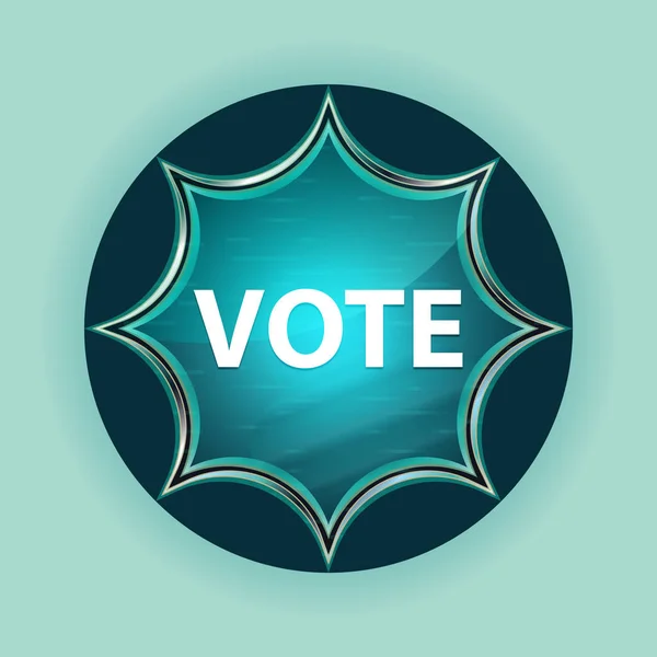 투표 마법의 유리 선 버스트 블루 버튼 하늘 파란색 배경 — 스톡 사진
