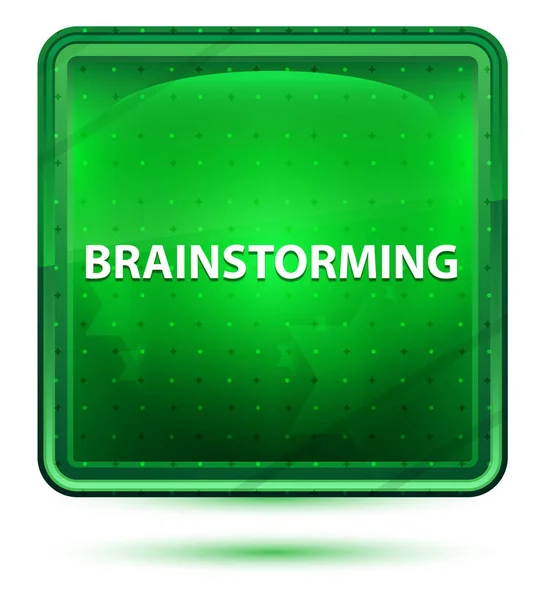 Мозковий штурм неонового світла зелена квадратна кнопка — стокове фото