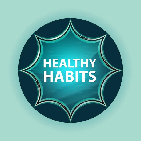 Hábitos saludables mágico cristal sunburst azul botón cielo azul espalda — Foto de Stock