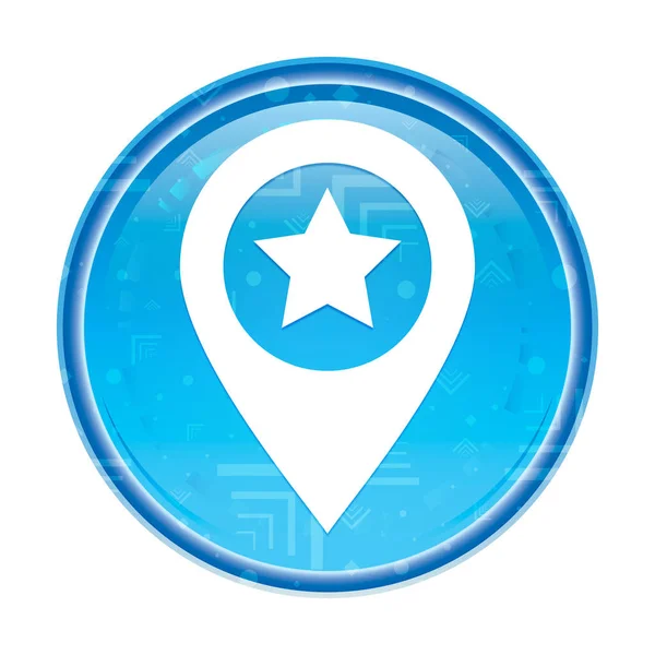 Map pointer star icon floral blue round button — Stock Photo, Image