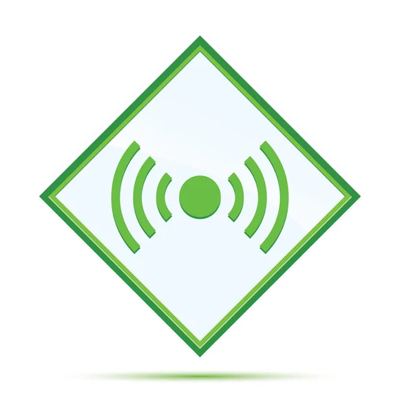 Ikona síťového signálu moderní abstraktní zelené kosočtvercové tlačítko — Stock fotografie