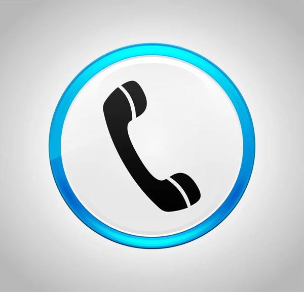 Phone icon round blue push button — Stock Photo, Image