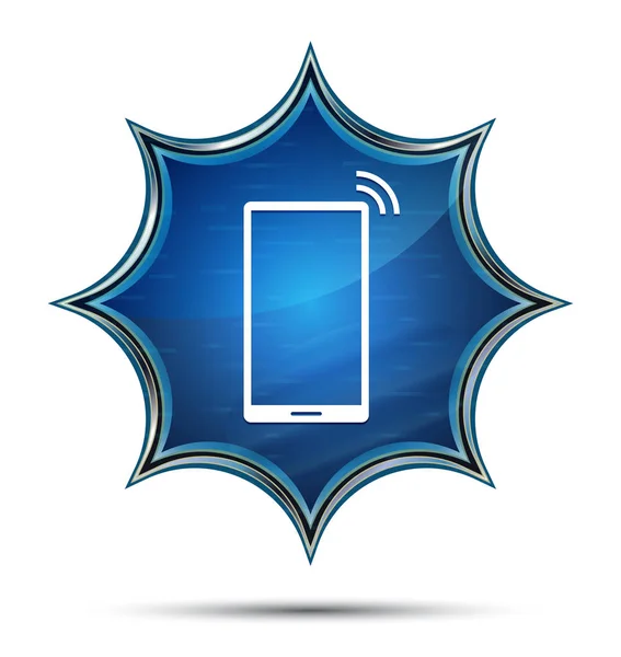 Smartphone icono de señal de red mágico cristal sunburst trasero azul —  Fotos de Stock