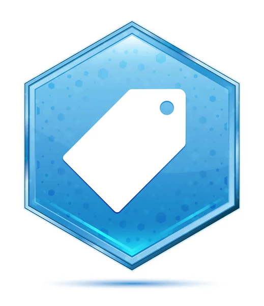 Tag ícone cristal azul hexágono botão — Fotografia de Stock