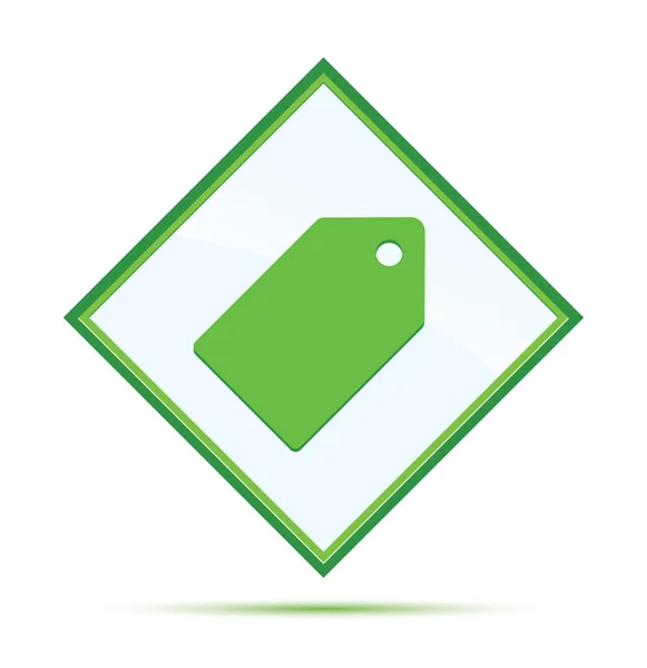Etiqueta icono moderno abstracto botón de diamante verde — Foto de Stock