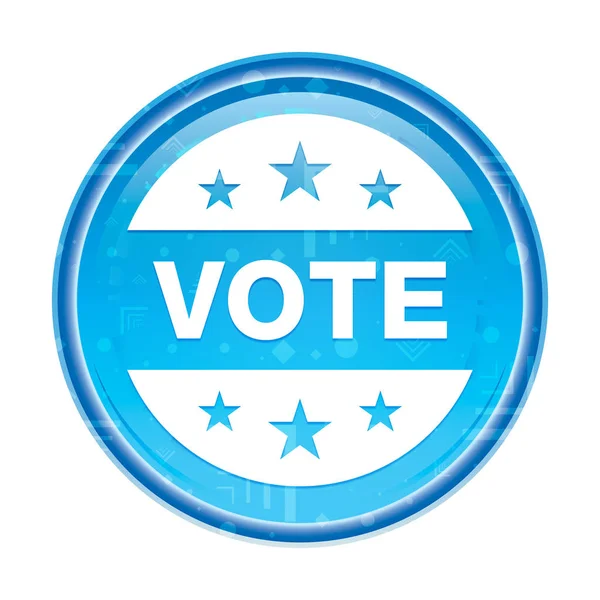 Σύμβολο ψήφου έμβλημα λουλουδάτο μπλε στρογγυλό κουμπί — Φωτογραφία Αρχείου