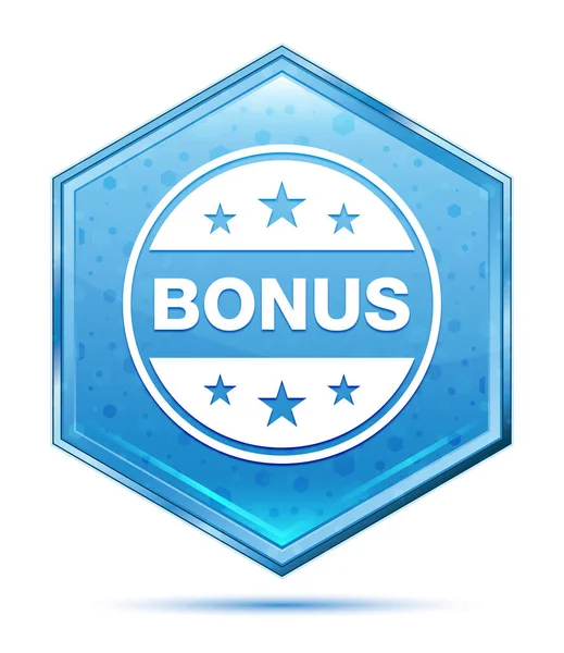 Ikona bonusového znaku křišťálové tlačítko s modrým šestihranem — Stock fotografie