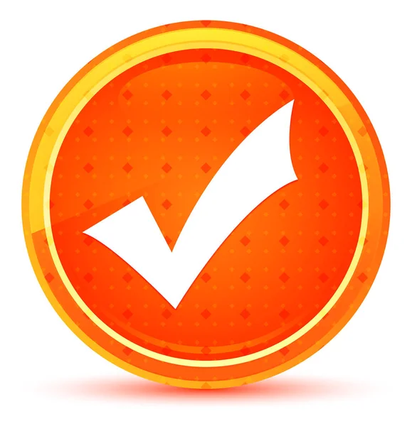 Ícone de marca de seleção botão redondo laranja natural — Fotografia de Stock