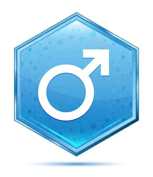 Male symbol icon crystal blue hexagon button — Stock Photo, Image