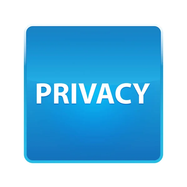 Prywatność błyszczący niebieski kwadrat przycisk — Zdjęcie stockowe
