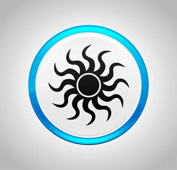 Sun icon round blue push button