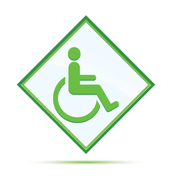 Wheelchair handicap icon modern abstract green diamond button — 스톡 사진