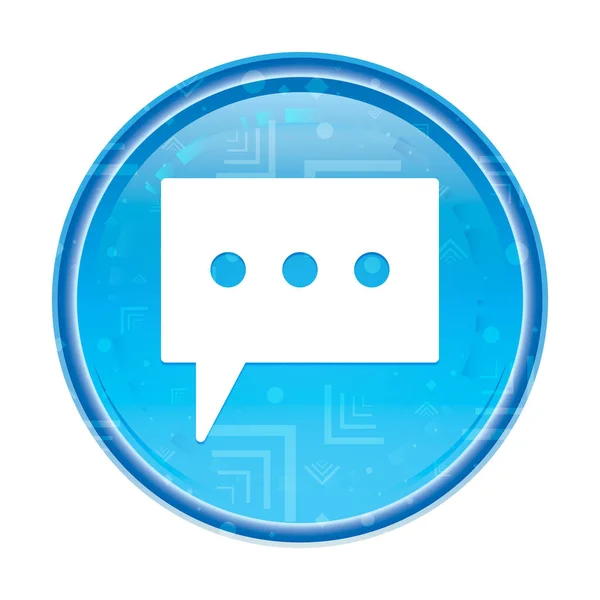 Comment icon floral blue round button — Stock Photo, Image