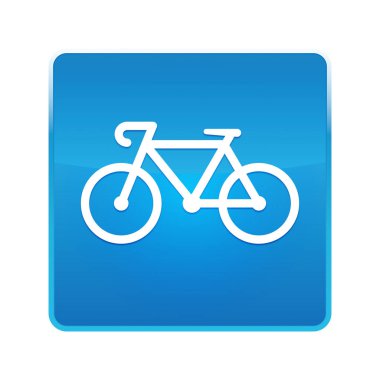 Bisiklet kutsal kişilerin resmi parlak mavi kare düğme