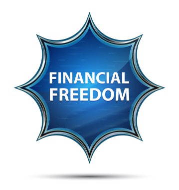 Finansal Özgürlük sihirli camsı güneş patlaması mavi düğme