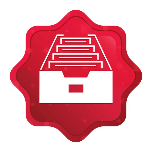 Folder archive cabinet icon misty rose red starburst sticker but — Stock Photo, Image