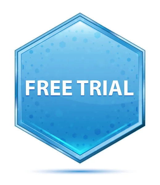 Free Trial crystal blue hexagon button — Stock Photo, Image