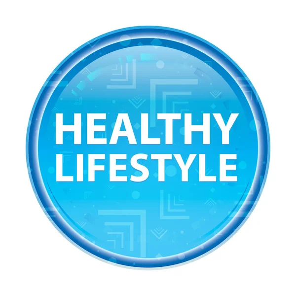 Healthy Lifestyle floral blue round button — Stock Photo, Image