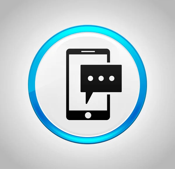 Text message phone icon round blue push button