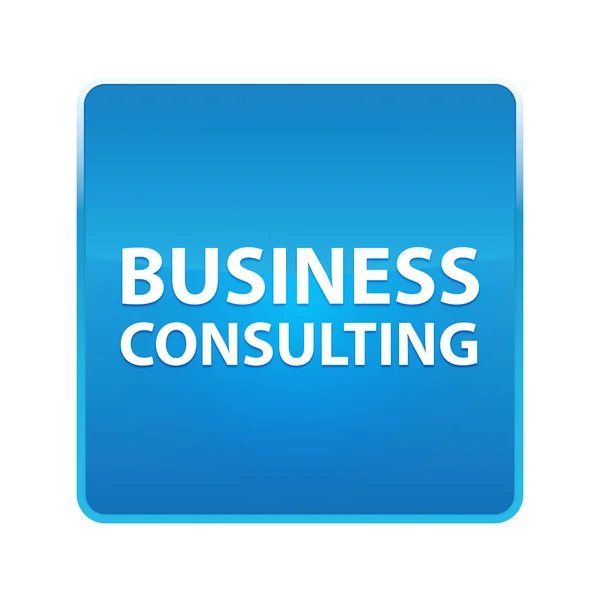 Блестящая синяя квадратная кнопка Business Consulting — стоковое фото