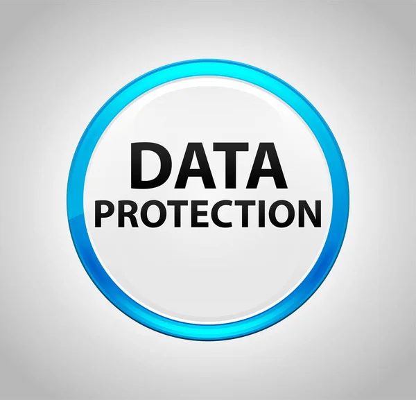 Круглая синяя кнопка защиты данных — стоковое фото