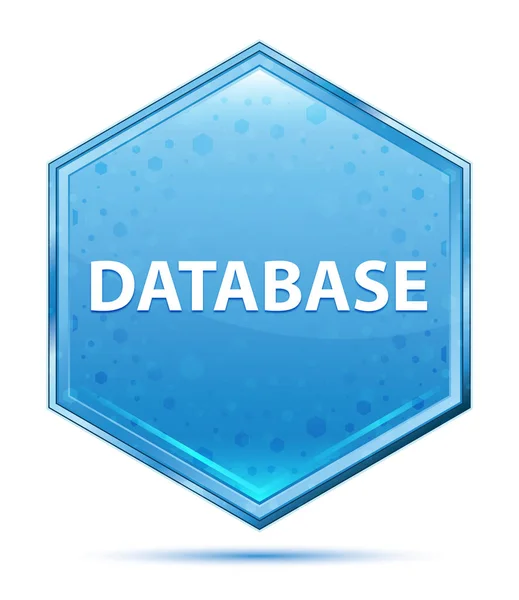 Baza danych kryształ niebieski sześciokątny przycisk — Zdjęcie stockowe