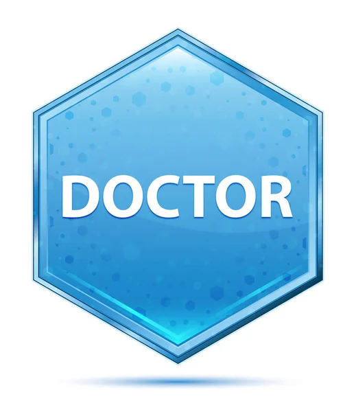 Doctor cristal azul hexágono botón —  Fotos de Stock