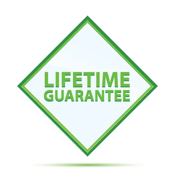 Lifetime Guarantee modern abstract green diamond button — Stock Photo, Image