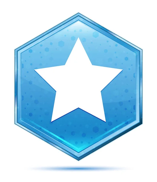 Ícone estrela cristal botão hexágono azul — Fotografia de Stock
